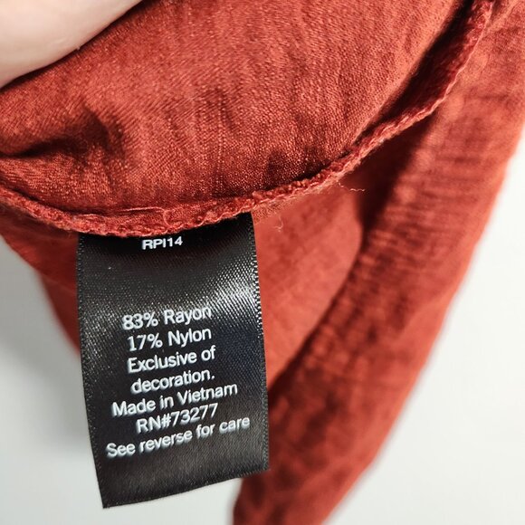 Simply Vera Wang Rusty Copper Crepe Tank Camisole Large - Picture 5 of 6